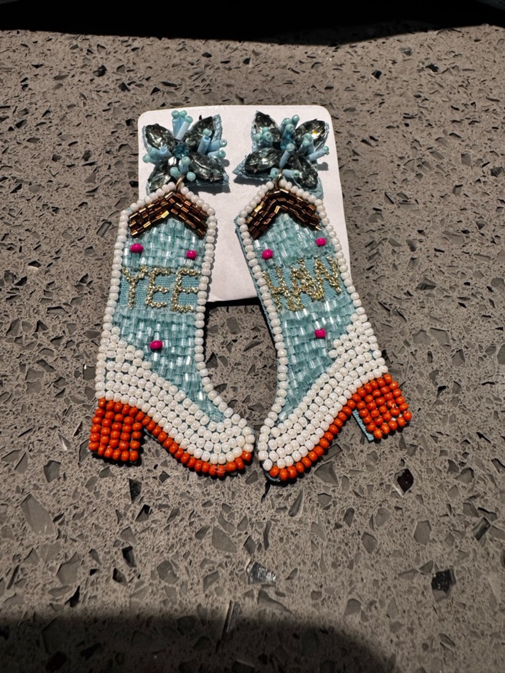 Beautiful beaded cowboy boot earrings